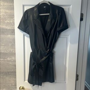 Paige Faux Leather Black Wrap Dress